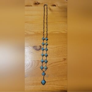 NEW Western faux turqoise stone necklace gold long necklace